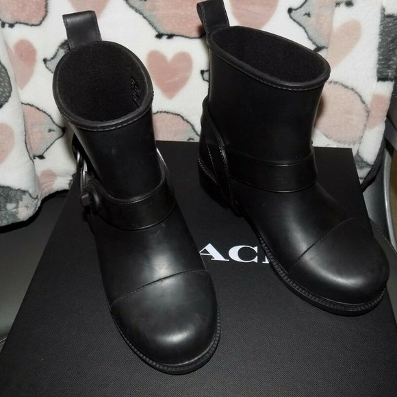 COACH Moto Rain BLACK Premium Rubber Upper Size 5 - Picture 1 of 5